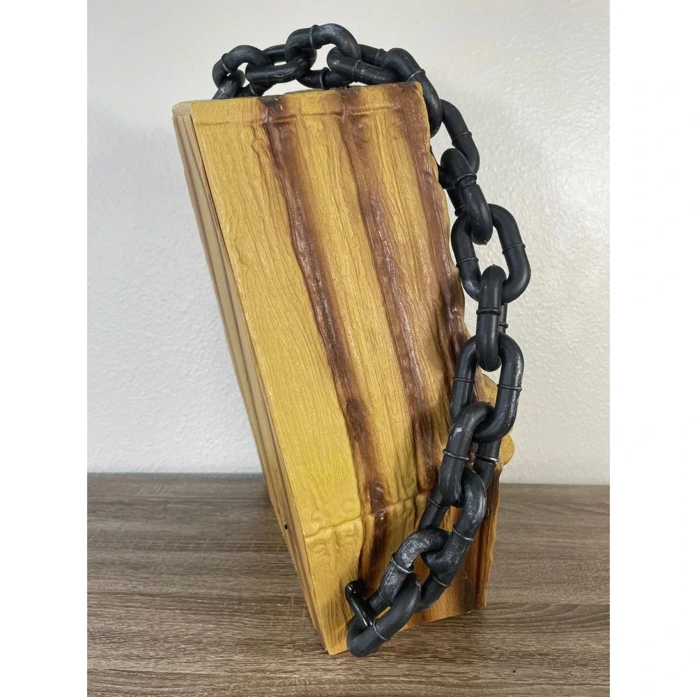 Pan Asian Creations Banging Coffin Halloween Prop Animated Sound Chain Decor